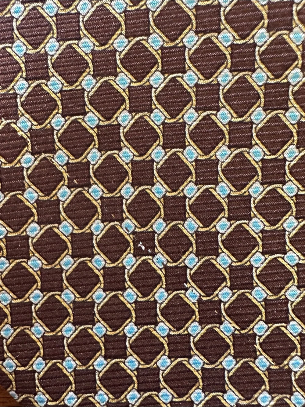 Luigi Borrelli Brown Geometric Silk Tie